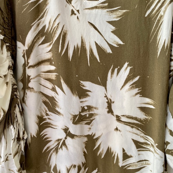 DKNY Tropical Tunic Top Swim Cover Up Ruched Sleeves Women’s Extra Large - Picture 3 of 14